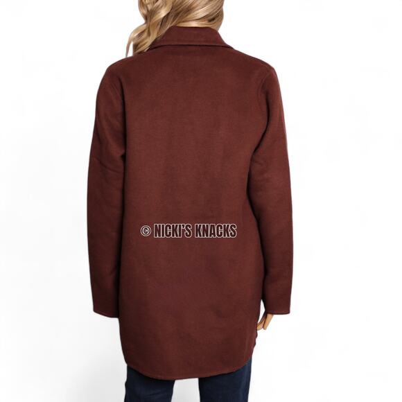 Joie Chocolate Brown Wool Blend Coat Double Breasted Mid Length Peacoat Size S - Picture 6 of 13